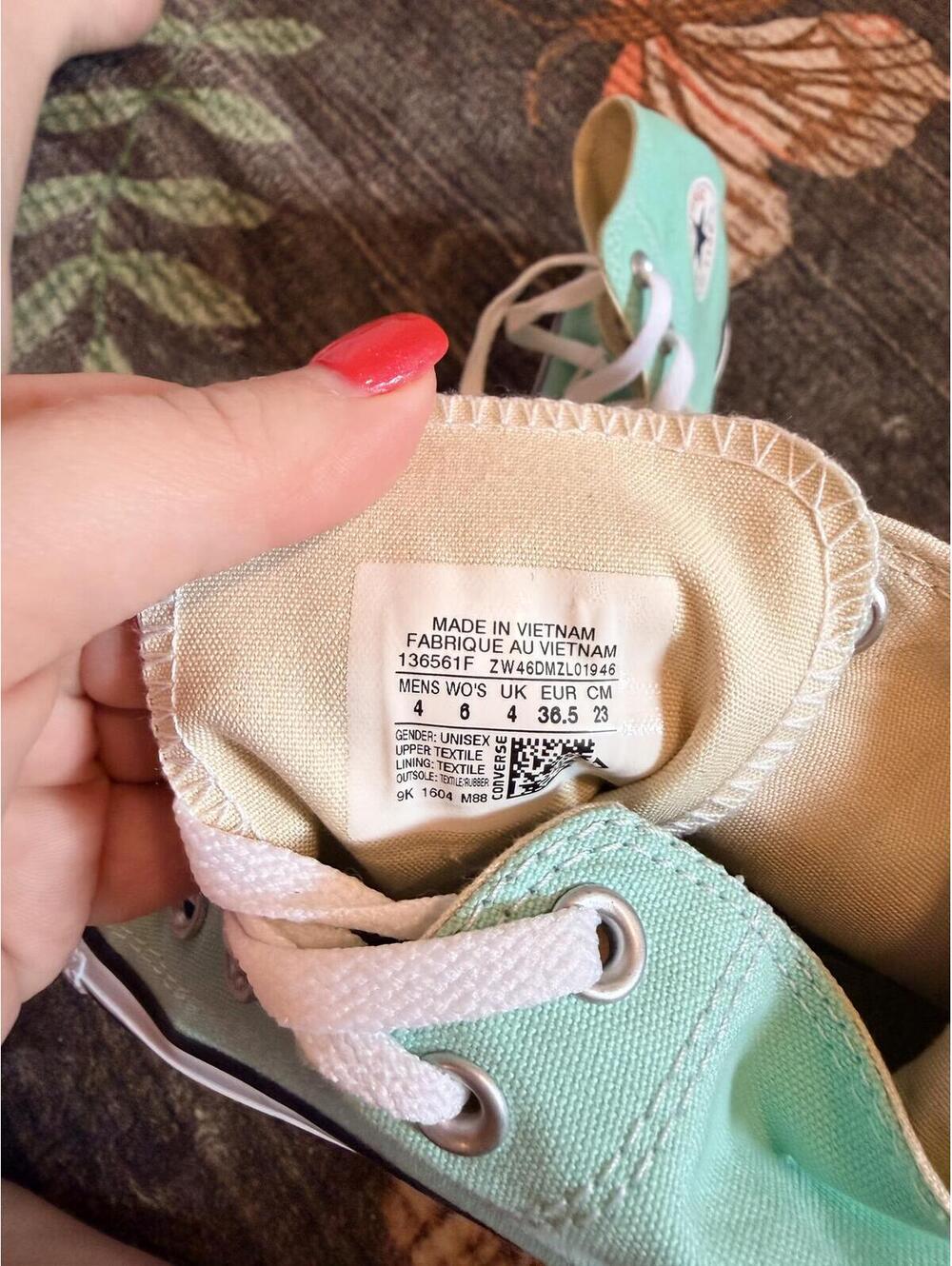 Converse Chuck Taylor All Star High Top Sneakers Mint Green Canvas Size 6 Women - Picture 6 of 6